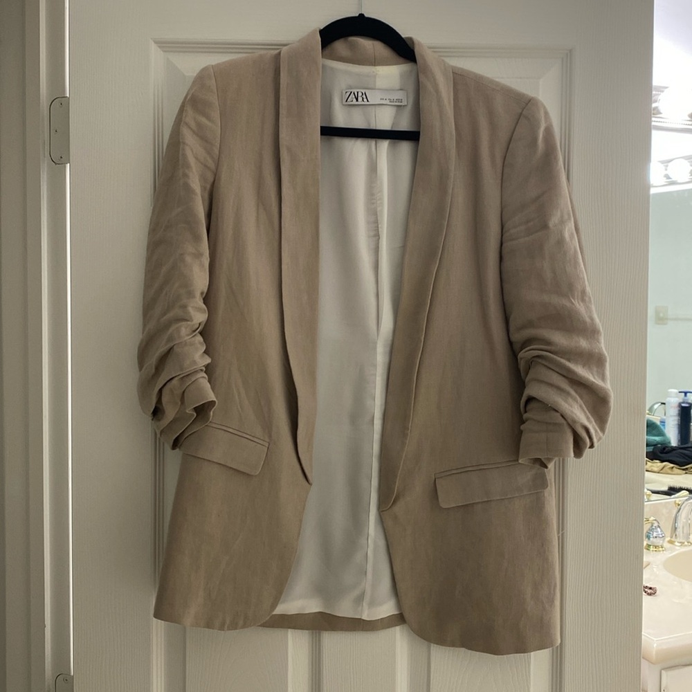 Zara Linen Beige Blazer M